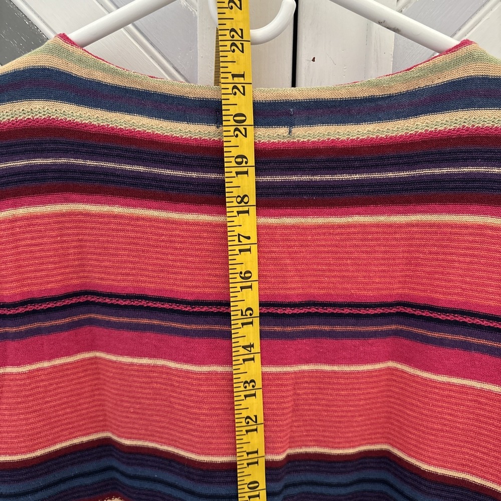 Chaps Women's Petite Multicolor Striped Southwest‎ Cap Sleeve Linen Blend Knit - Picture 14 of 14